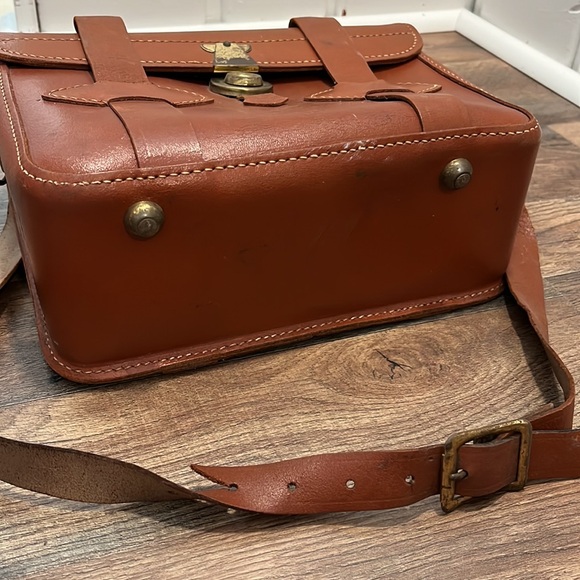 1950 Genuine Cowhide Camera Bag Multi-Use Handbag Vintage Leather Tote USA - Picture 7 of 16